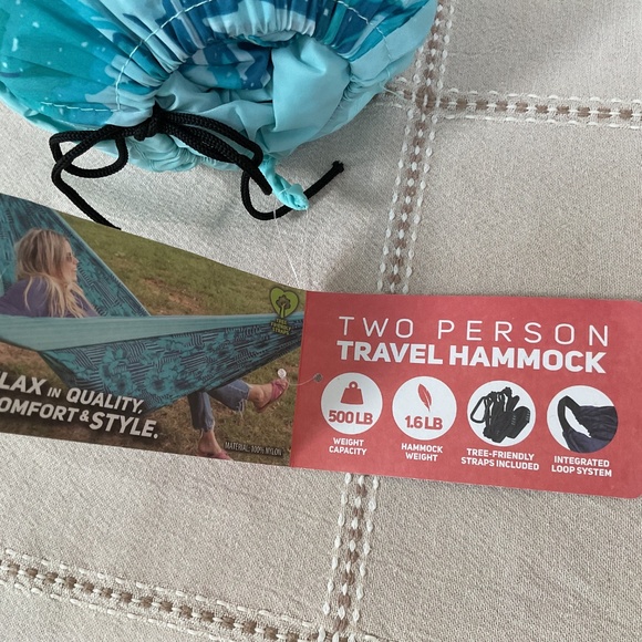 EQUIP TWO PERSON TRAVEL HAMMOCK BLUE PATCHWORK FLORAL NEW - Picture 3 of 3